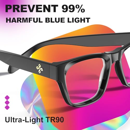 Image of VISOONE Square Blue Light Blocking Glasses TR90 Clear Lens for Women Men BONA