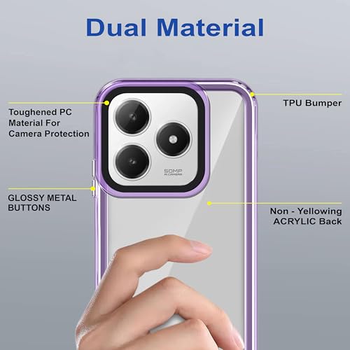 Image of Zapcase Back Case Cover for Realme Narzo N63 | Compatible for Realme Narzo N63 Back Cover | Case Cover with Camera Protection | (TPU + PC | Translucent Purple)