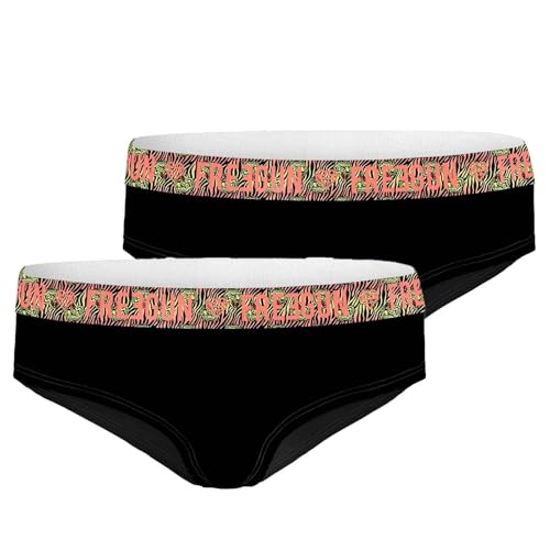 FREEGUN Lot de 2 Boxers Fille Coton (12-14 Ans, Noir)