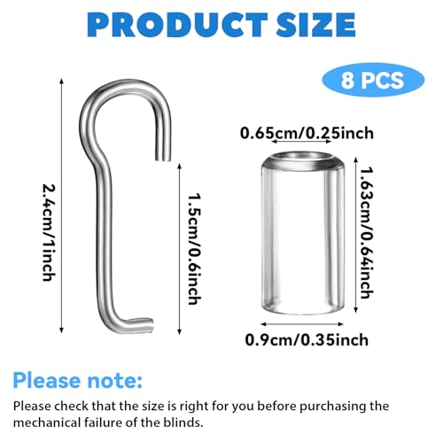 4 Set Blind Wand Replacement with Hook, Wand Wire and Sleeve Collar for Horizontal Mini Blinds, Blinds Wand Replacement, Vertical Blinds Repair Parts with 1 Inch Square Headrails