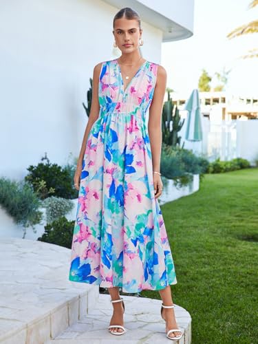 Image of Flessibili Women's Sleeveless Floral Maxi Dress 2026 Sundresses Spring Summer Wedding Guest