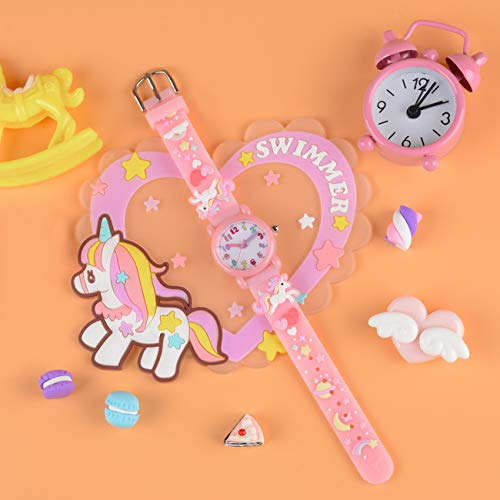 Venhoo Kids Watches 3D Cute Cartoon Waterproof Silicone Children Toddler Wrist Watch Unicorn For 3 4 5 6 7 8 Year Girls Little Child-Pink #TOP5