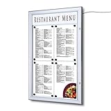 Logoplatte: 435 x 100 mm Schaukasten LED 4x A4 für Speisekarten, Alu Infokasten magnetisch
