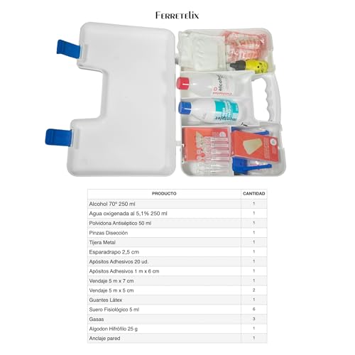 FERRETELIX® Botiquín Maletín de Primeros Auxilios Homologado con Dotación Grande – 370 mm x 250 mm x 90 mm – Fabricado en España Lleva un accesorio incorporado para poder sujertarlo a la pared - imagen 4