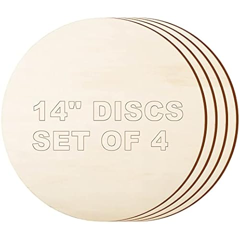 Unfinished Wood Circles, 4Pcs 13.8 in Uniform Blank Round Wooden Circles Slices Plaque for DIY Crafts, Door Hanger Design, Pyrography, Painting, Wedding Decorations Cover