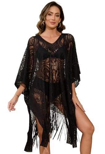 Sexy Lace Swimsuit Cover-Up for Women, Bathing Suit Cover Up, V-Neck Beach Cover Up for Poolside, Seaside and Party
