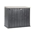 Toomax Stora Way All Weather Outdoor Extra Large Horizontal Storage Shed Cabinet for Garden Tools, and Yard Equipment, Taupe Gray and Anthracite