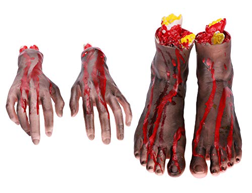LONTG Halloween Decoration Bloody Dead Body Parts Scary Broken Arm Hands Feet Haunted House Decor Props Playing a Trick A Pair of Horror Severed Hands and Feet - Image 3