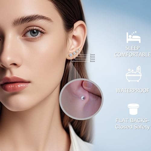 Limerencia Moissanite Stud Earrings G23 Titanium Hypoallergenic Screw Back Moissanite Earrings D Color VVS1 Clarity Jewelry Gifts for Women Men 0.2CT-1.6CT3