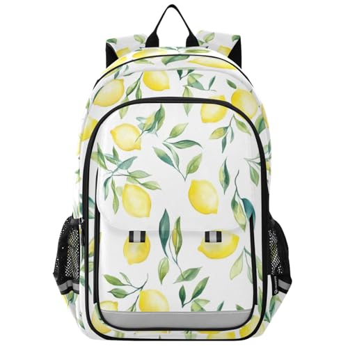 Sac à dos voyage quotidien et lycée au motif citron aquarelle