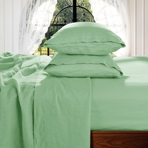 Shilucheng 100% French Linen Sheets - King Size Bed Sheets