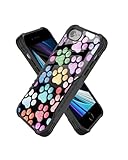 SECOHO Compatible with iPhone se 2020 2022 6/7/8 Case Anti Slip Shockproof Hard PC Back Soft TPU Prevention Protective Case, Unique Design Fashion Print for Women and Men - Colorful Dog Paw