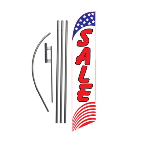 Sale (Star/Stripes) 15Ft Feather Banner Swooper Flag Kit With Ground Stake, Outdoor Sign #TOP2