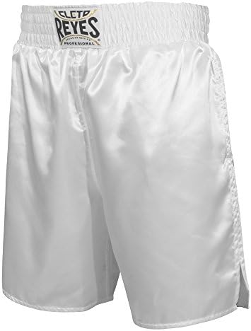 Cleto Reyes Satin Boxing Trunks, White, Medium