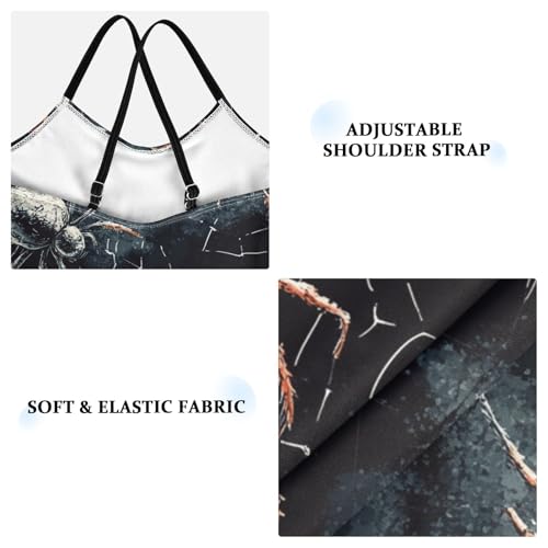 Pigsaly Girls One Piece Swimsuits Watercolor White Spider Webs Black Spiders Kids Cross Back Swimwear Sport Bathing Suit 3T3