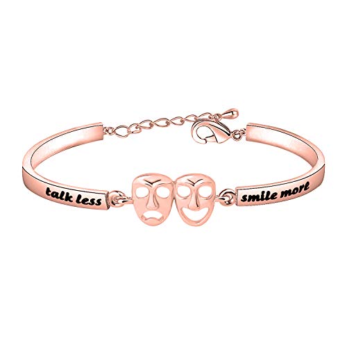 KUIYAI Talk Less Smile More Bracelet Hamilton Inspired with Drama Mask Charm Lyrics Jewelry Gift Broadway Gifts (RG Bracelet)