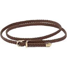 COTIM COYIN Women's Skinny Braided Leather Belts, Thin Woven Waist Belts for Jeans, Pants, Dresses