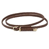 COTIM COYIN Women's Skinny Braided Leather Belts, Thin Woven Waist Belts for Jeans, Pants, Dresses, Coffee