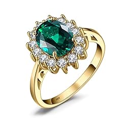 E-Yellow Gold Plated-Created Emerald