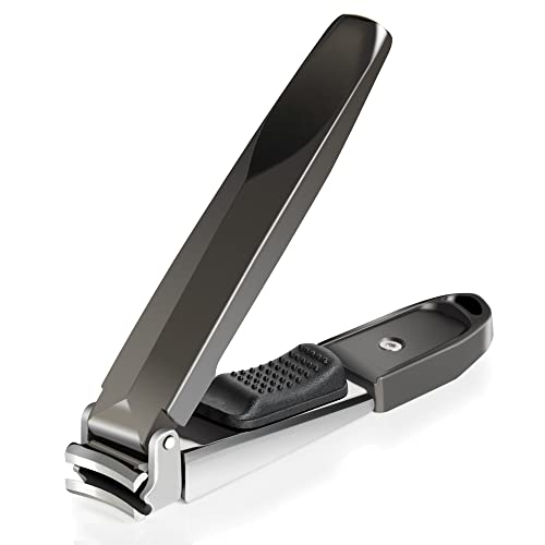 Nail Clippers with Catcher,Toe Nail Clippers and Fingernail Clipper for Men,Thick Nail Cutter (Black)