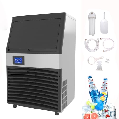 Kolice Commercial Cube Ice Machine Ice Cube Maker-160 LBS/Day,Auto Cleaning,Air Cooling for Hotel,Bars,Cafes,Restaurant,Ice Cream Store,Dessert Shops