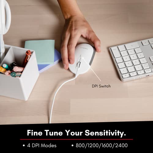 Macally Wired Usb C Mouse For Mac & Windows - 3 Button & Scroll Wheel Usb Type C Mouse - Comfortable Ambidextrous Design - Compact Wired Mouse With Optical Sensor & Dpi Switch 800/1200/1600/2400 #TOP2