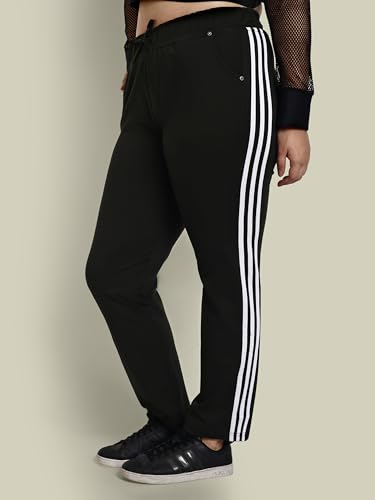 Image of CUPID Woman's Rich Cotton Side Stripes Joggers, Lower, Athleisure, Activewear Trackpant, Night n Gym Wear Lounge Pant for Ladies M to 2XL
