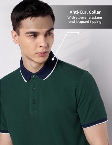 Image of Symbol Premium Men's 100% Cotton Solid Polo T-Shirt - Regular Fit | Pique Knit