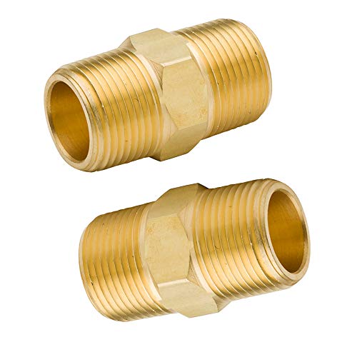 Legines Brass Hex Nipple 1/8" Npt Male X 1/8" Npt Male Straight Connector Pipe Fitting 1200Psi (Pack Of 2) #TOP27