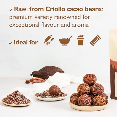 Sevenhills Wholefoods Organic Cacao Nibs, Raw, Peruvian 1kg | High in Manganese and Magnesium | UK Lab tested | Pure & Natural