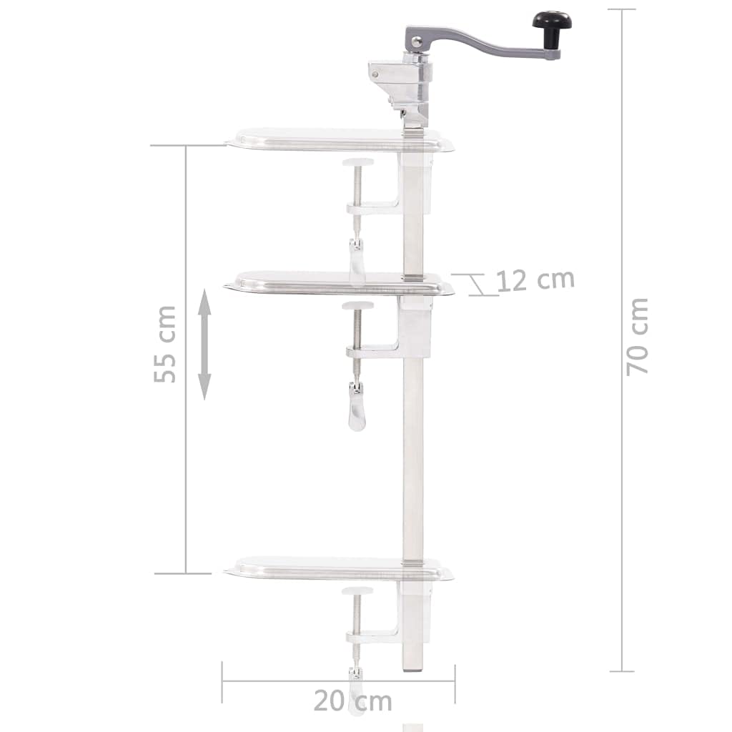 Abrelatas Manual De Aluminio y Acero Inoxidable, Uso Profesional con Mango Giratorio 360°, abrelatas profesional, abridor de latas, Apto Para Cocinas y Restaurantes, Color Plateado, 20 x 12 x 70 cm