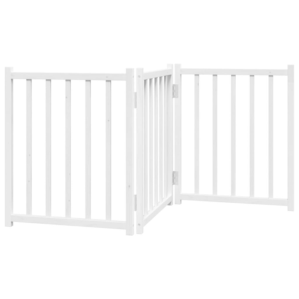 Puerta para perros de madera maciza de abeto blanco, 150 cm, plegable, para perros pequeños y medianos con punta curvada, para seguridad en interiores y exteriores