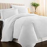 Pizuna Pure 100% Cotton Full Duvet Cover Set, Luxurious 400 Thread Count Long Staple Cotton Sateen Weave with Button Closure (Combed White Cotton Duvet Cover Full)