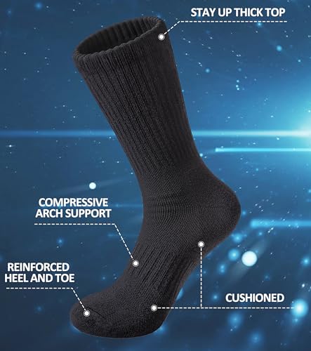 Fnovco Women'S Hiking Walking Running Crew Socks Thick Cushioned Athletic Compression Socks 5 Pairs thumb #4