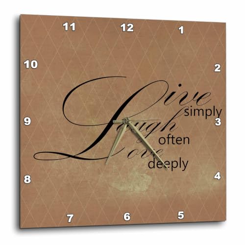 3dRose DPP_79175_3 Live Simply Vintage Art Inspirational Words Wall Clock, 15 by 15"