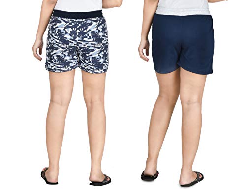 Image of Club A9 Womens 100% Organic Cotton Printed Regular Shorts - Pack of 2 (Multicolor)