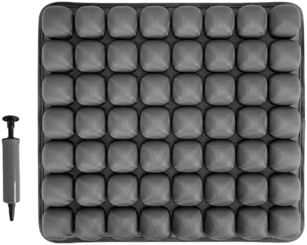 Inflatable Seat Cushion - Portable Travel Cushion for Airplane, Office & Camping - Adjustable Support with Pressure Dispersion to Prevent Discomfort & Bedsore-Grey