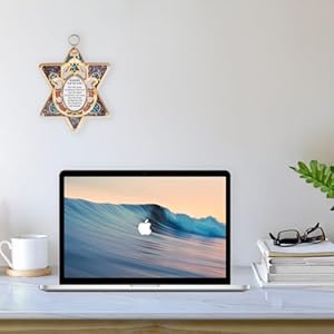 My Daily Styles Jewish Wooden Star of David Wall Decor with Simulated Gemstones Blessing for Home Made in Israel