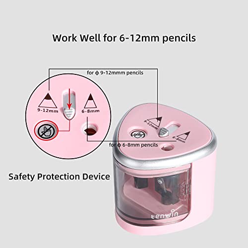 Tihoo Apontador de lápis elétrico para lápis de cor, apontador de lápis operado por bateria para láp