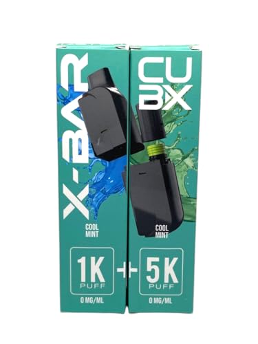 CUBX- double pod remplissable (batterie non incluse) sans nicotine ni tabac, Vente interdite aux personnes âgées de moins de18 ans (saveur : Menthe Fraîche)