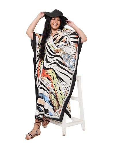 Image of Gypsie Blu Women Plus Size Kaftan Dress Beach Cover Up Maxi Dresses for Women, V-Neck Kimono Sleeve 1X-3X