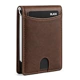 Carteira Slim Masculina RFID Couro Sintético Porta Cartões Minimalista Ultrafina com Clip Metálico