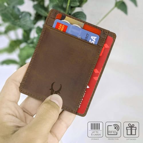 Image of WildHorn Leather Card Holder for Men & Women (Tan Hunter)