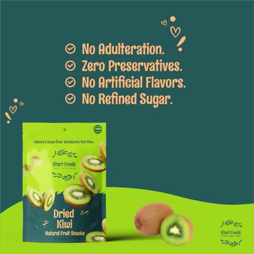 Image of Khari Foods Premium Dried Kiwi 200g, Natural Fruit Snacks, High Fibre, Energy Booster, Naturally Dehydrated, Wholesome Nutrition