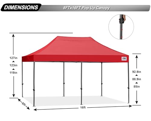 Image of ABCCANOPY Patio Pop Up Canopy Tent 8x16 Commercial-Series (Red)