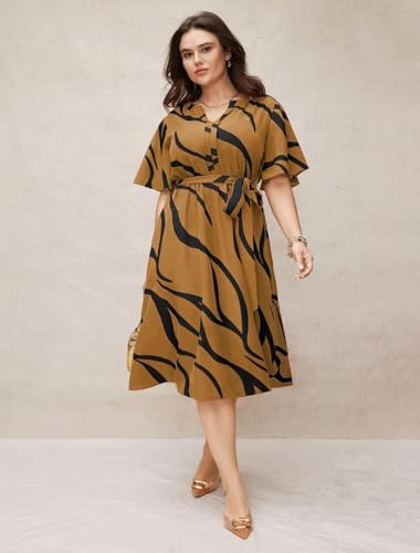 Image of JAIPURFAME One Piece Dress for Women, New American Print Rayon Midi Dress, Stylish, Modern Party Outfit, Perfect for Casual and Formal Occasions
