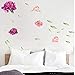 Peony Flowers Wall Decals Garden Flowers Wall Decals Peel and Stick Removable Wall Stickers Decals for Living Room Bedroom Kitchen 15.8