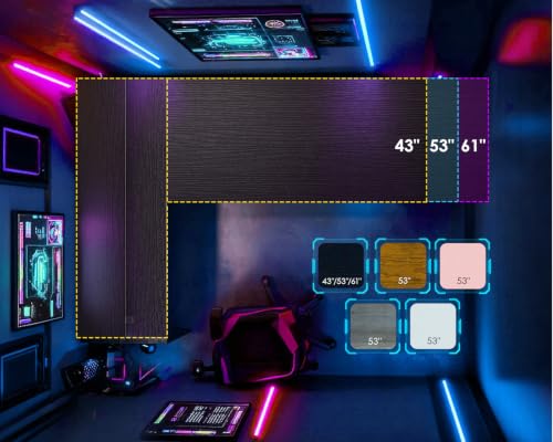 Image of AODK L Shaped Desk Gaming Desk with LED Light & Power Outlet
