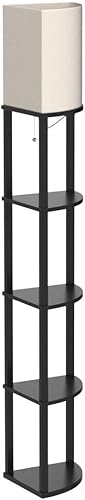 Miniatura 4 de addlon Lámpara de pie con estantes, lámpara de esquina ajustable de 5 niveles con 3 temperaturas de color y pantalla de lino, lámparas de pie