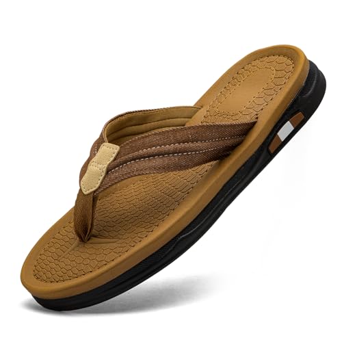 Mens Flip Flops Thong Sandals Lightweight Comfortable Summer Beach Slides Soft Cushion Footbed Open Toe Slippers for Pool Showers Dorms Water Friendly Indoor and Outdoor